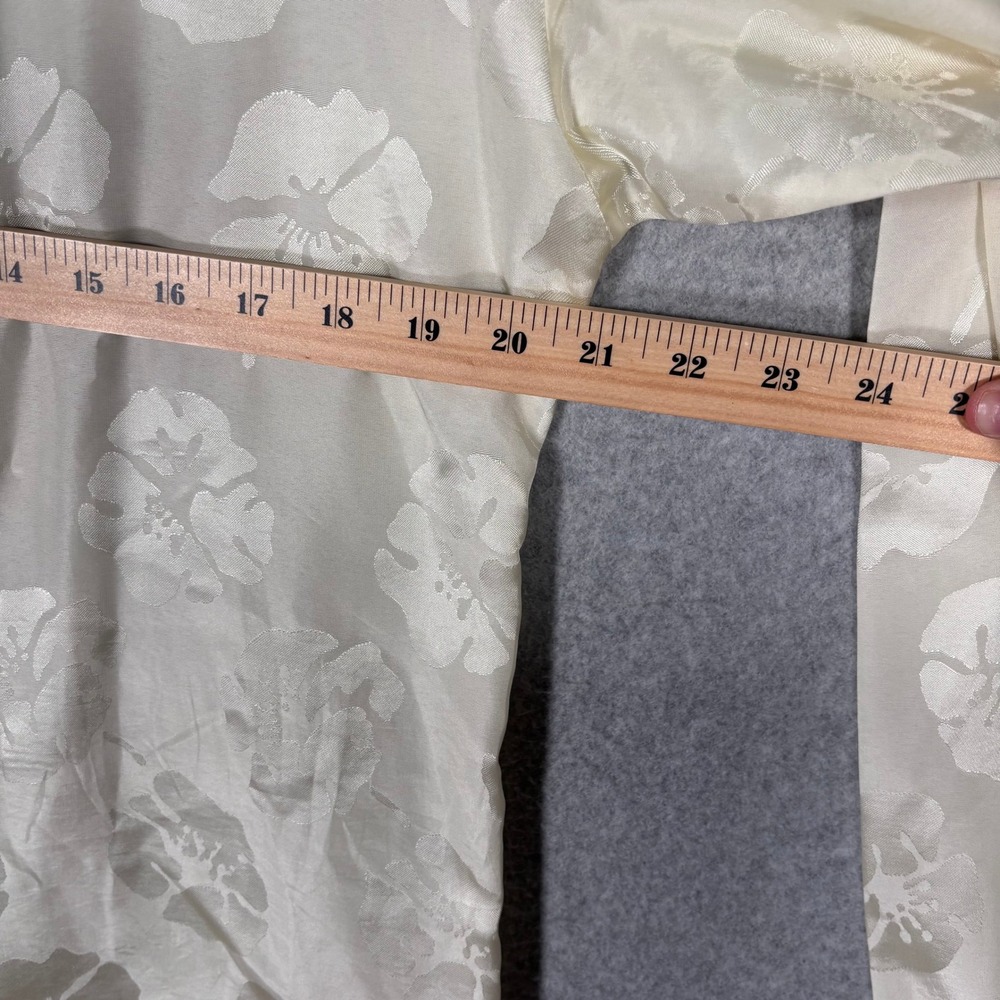 Vintage 90s Satin Floral Blouse Size 12 Cream Jacquard Pintuck Feminine Neutral - Picture 7 of 9